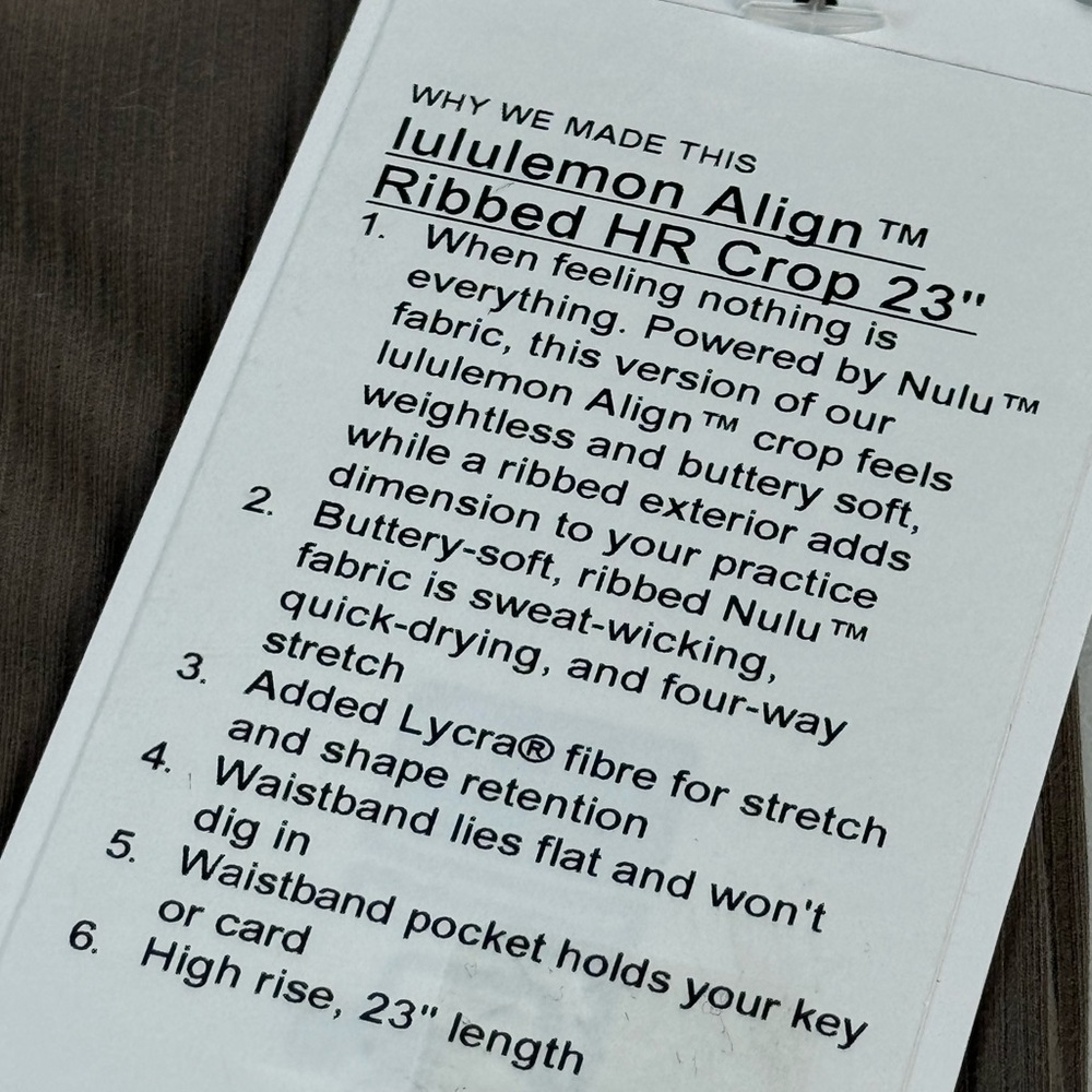 Lululemon Align High-Rise Ribbed Crop - Picture 3 of 3